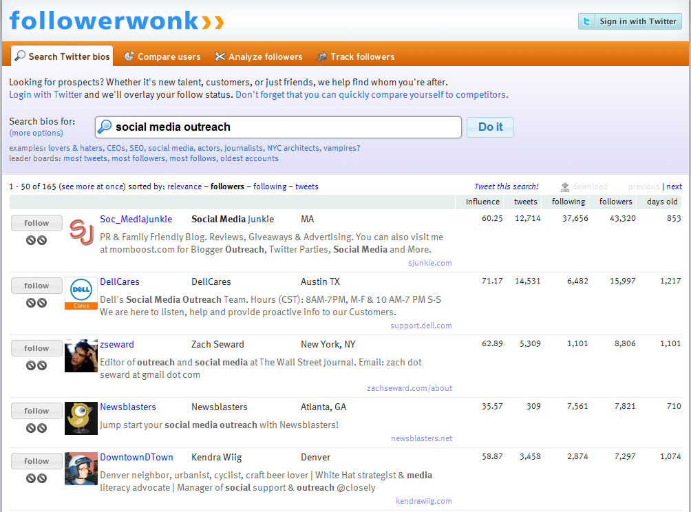 Followerwonk Search Engine