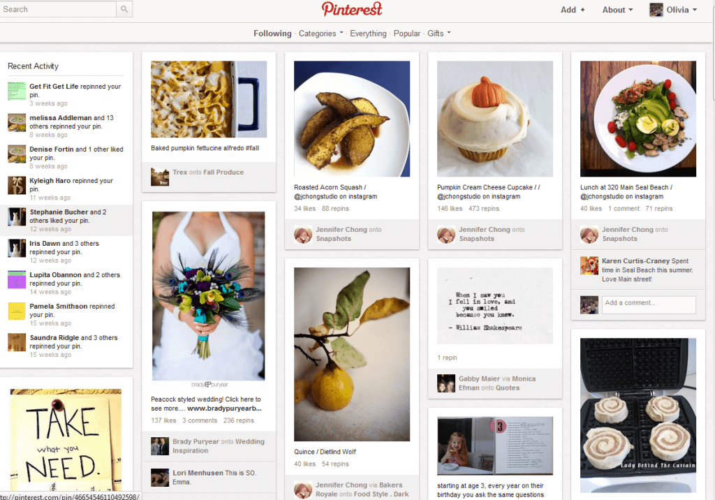 Pinterest Home Page