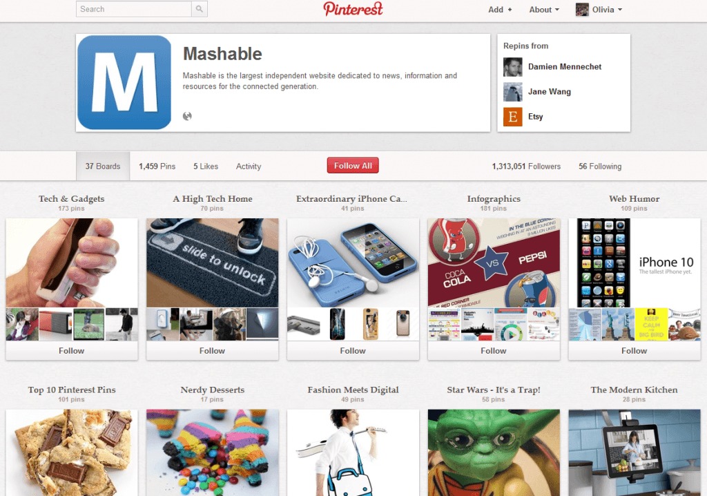 Mashable Pinterest