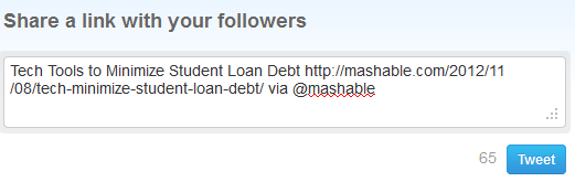 Mashable Share a Link with Your Followers