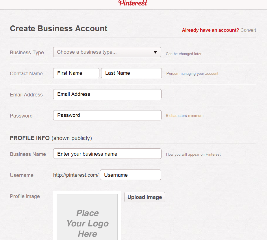 Pinterest Create Business Account