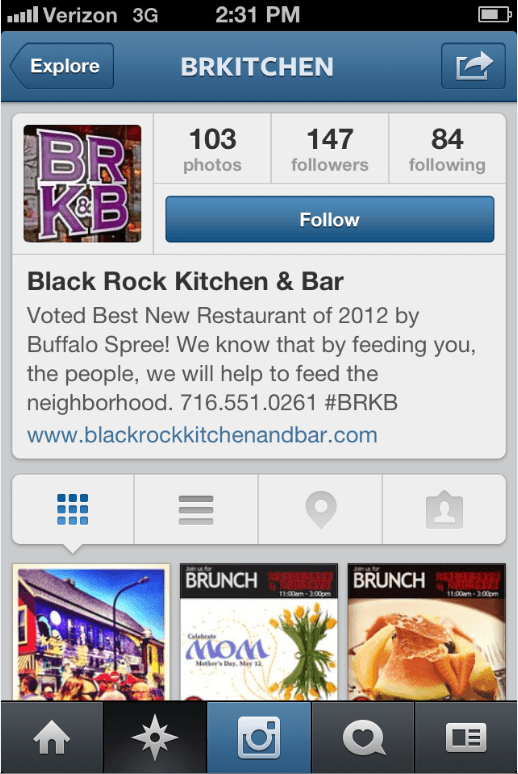 Instagram Black Rock Kitchen and Bar