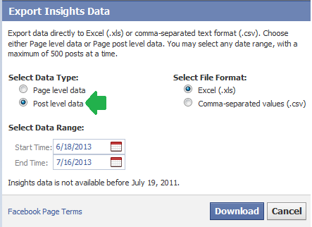 Facebook Export Insights