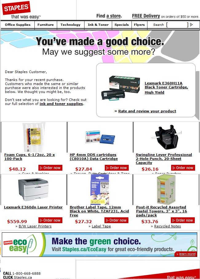 Staples Upsell