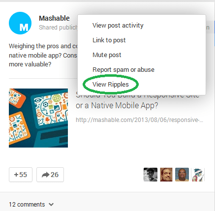 Google Plus Ripples Mashable 2