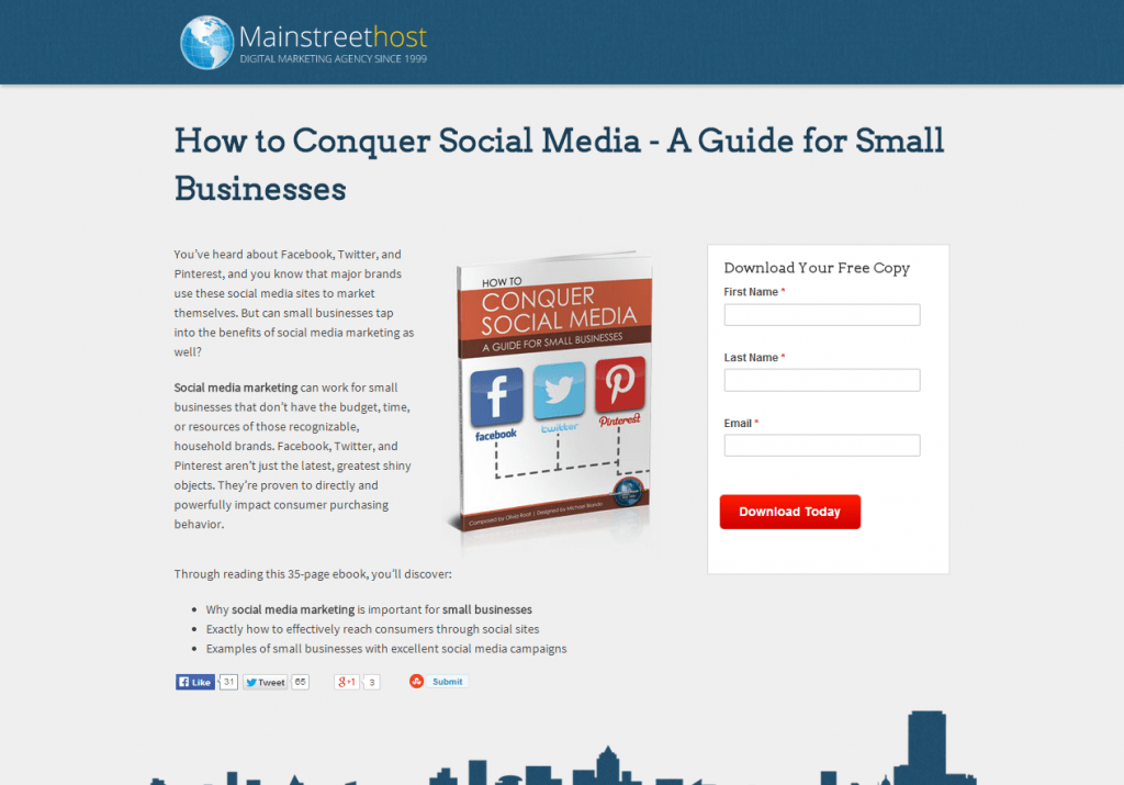 Landing Page Example - How to Conquer Social Media A Free Guide