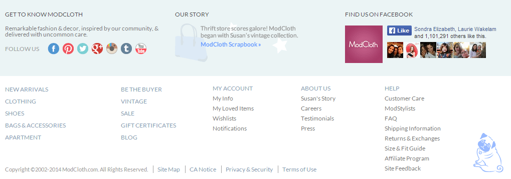 ModCloth Social Media Navigation