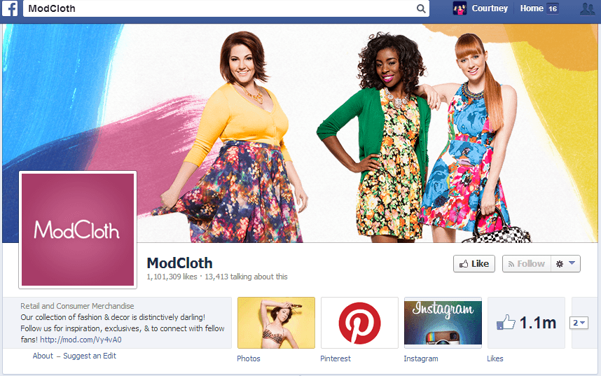 ModCloth Facebook Navigation