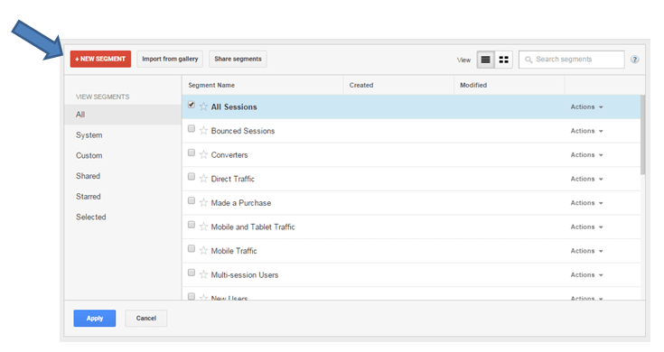 Google Analytics New Segment