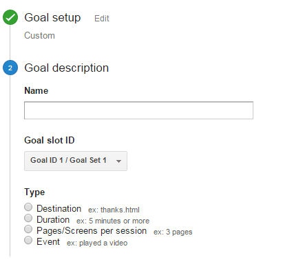 Google Analytics Goal Setup