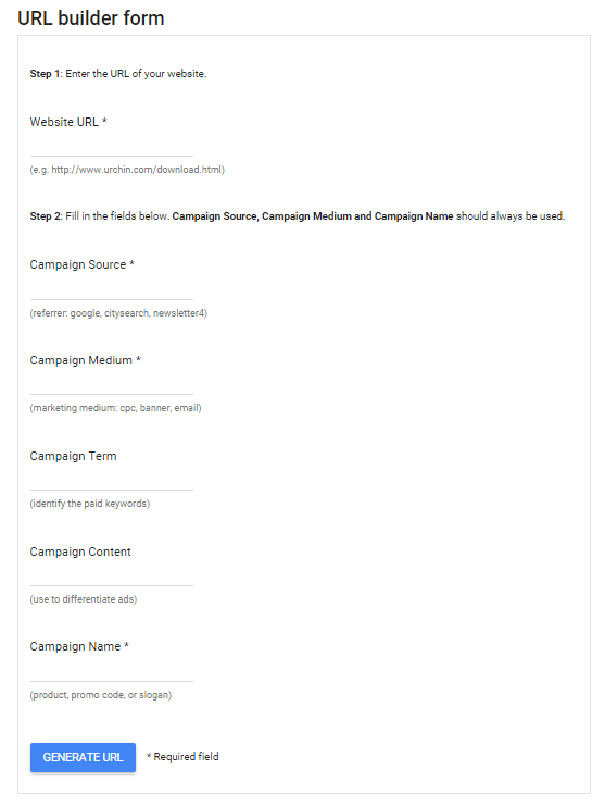Google Analytics URL Builder Form