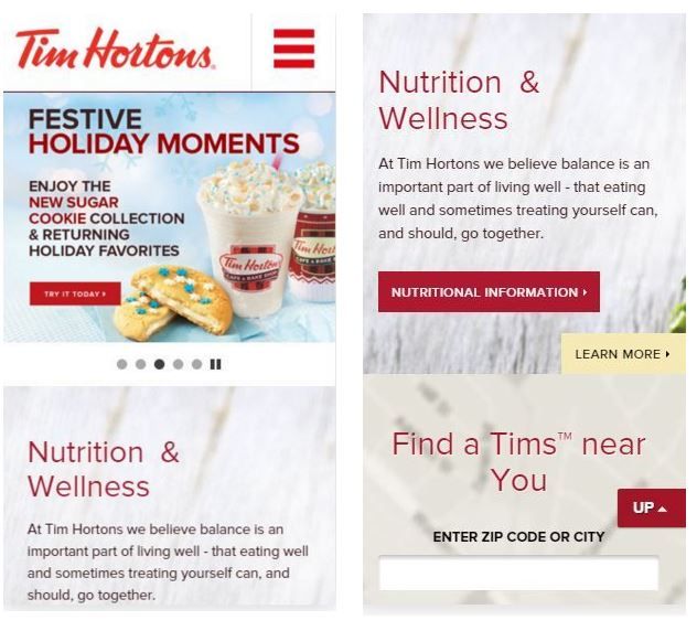 Tim Hortons Mobile Site