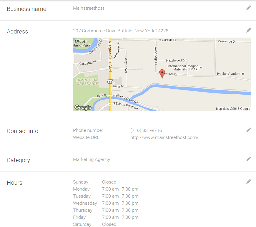 Mainstreethost Google My Business Page