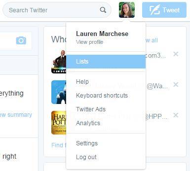 Twitter Lists Drop Down