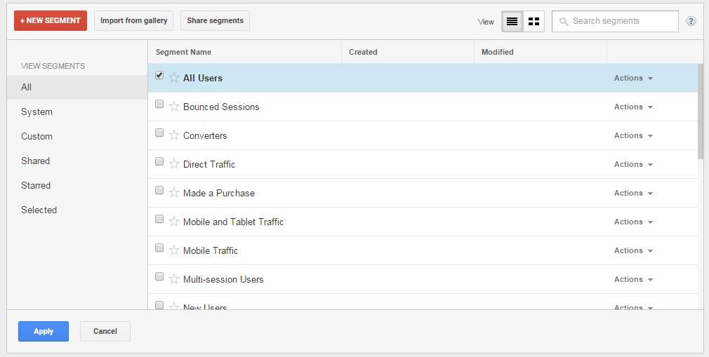 Google Analytics Report Segments