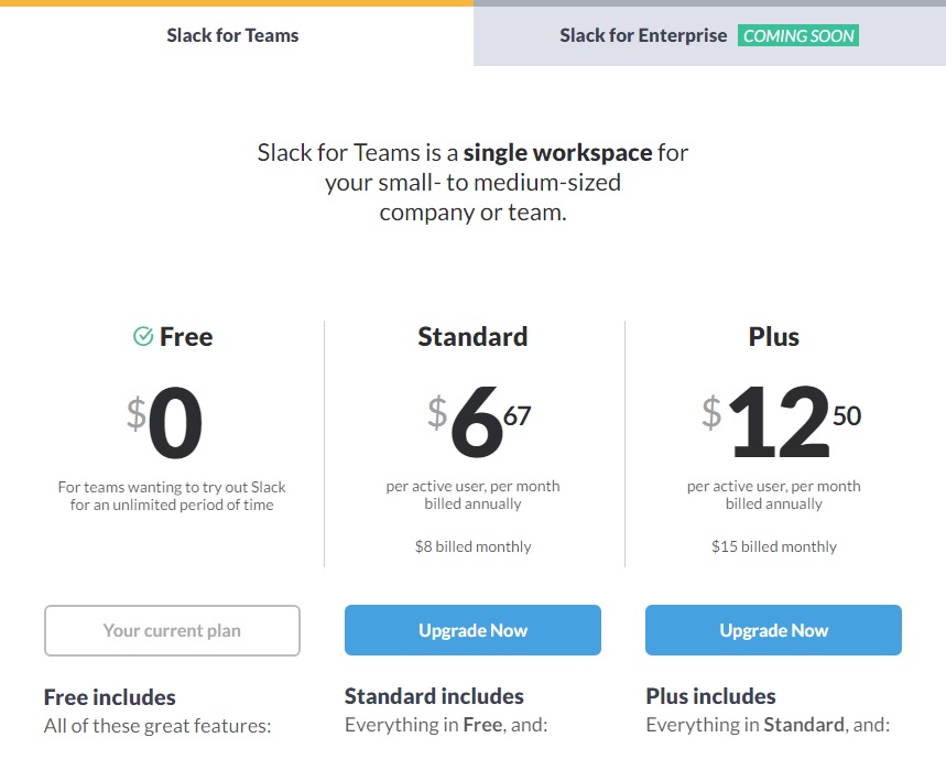 Slack Pricing