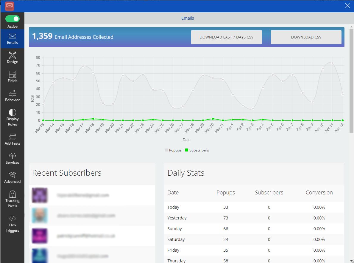 SumoMe List Builder Dashboard