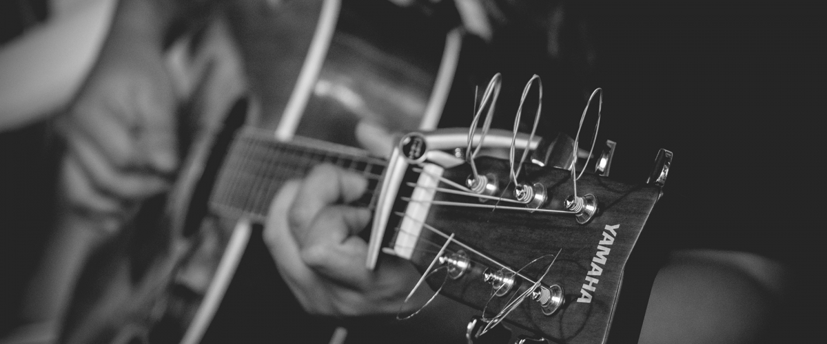 Black and White Close Up of Guitar