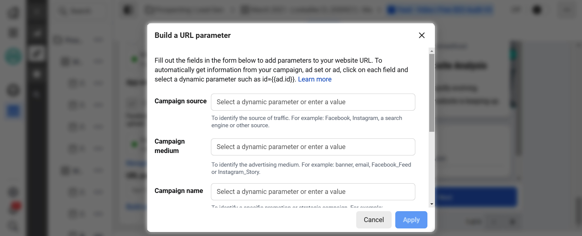 Meta's Dynamic URL Parameters Form Fields